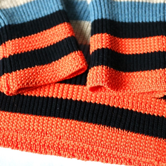 Cotton By Autumn Cashmere Sweater Women's Petite Small Stripes Blue Coral Black - Picture 5 of 10